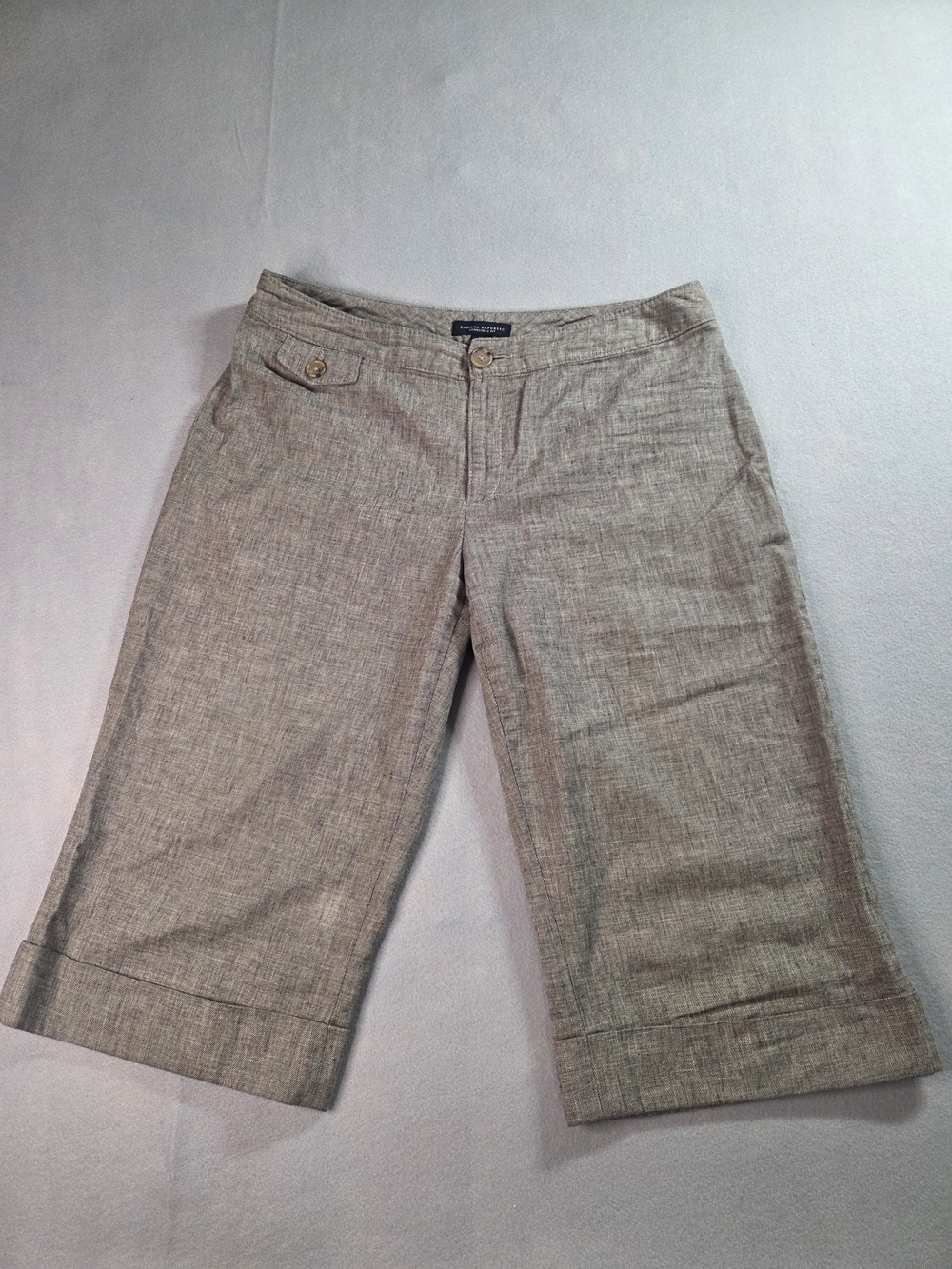 Banana Republic Contoured Fit Linen Capris Pants Brown Size 10